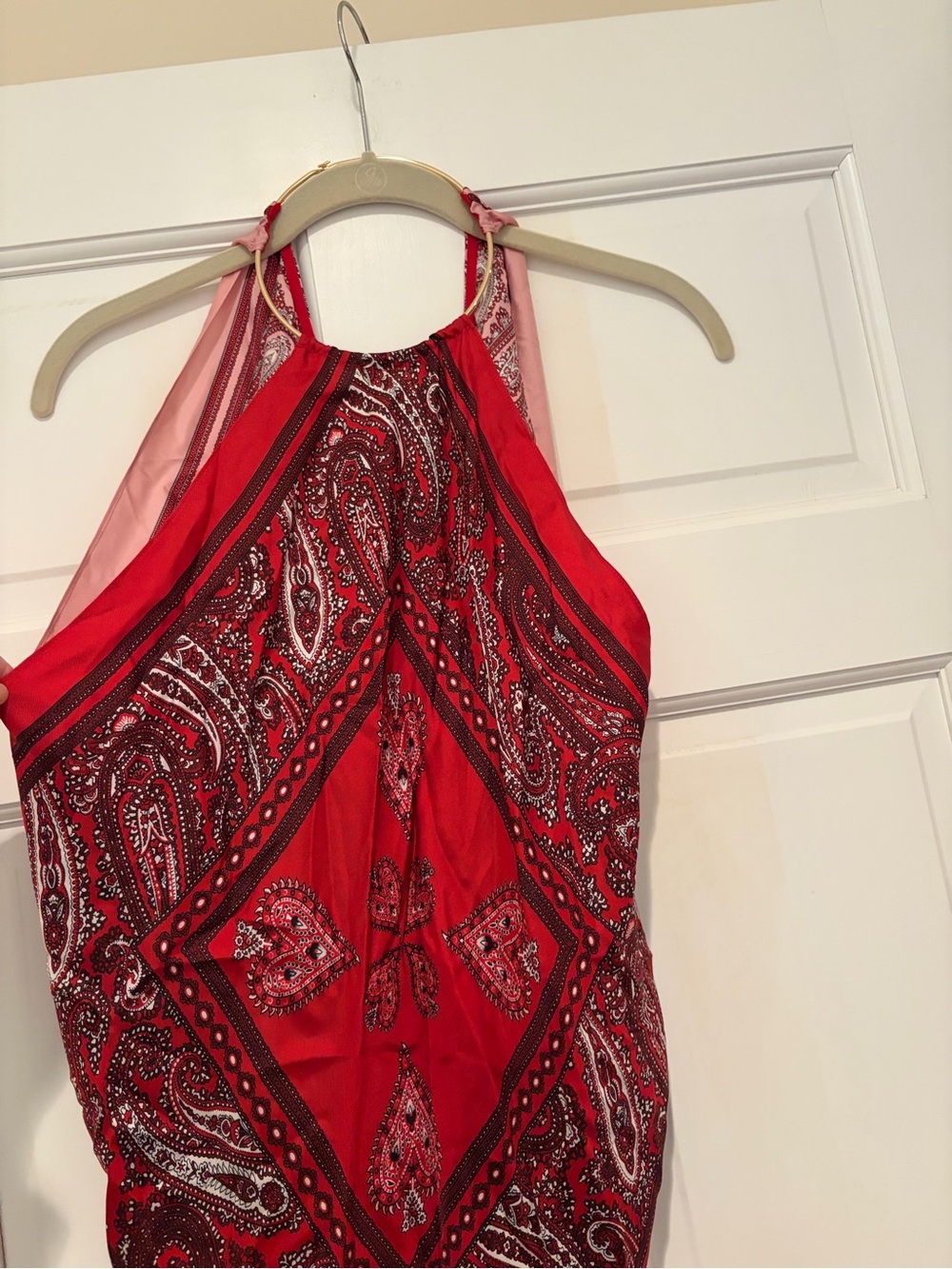 Diane Von Furstenberg Red Paisley Halter Scarf Top - Picture 10 of 14